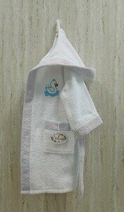 Детский банный халат Volenka Утёнок белый светло-серый